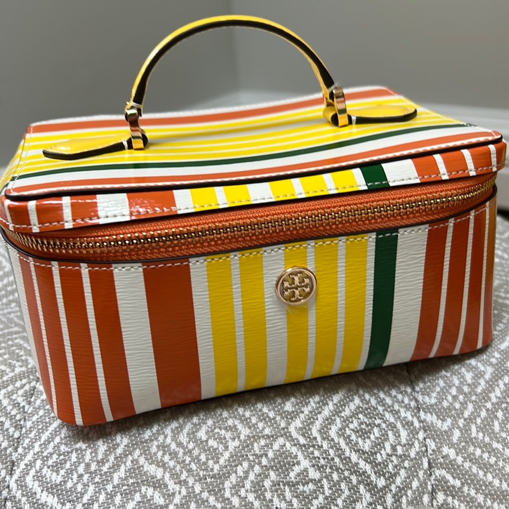 Tory Burch Striped Cosmetic Case